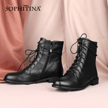 SOPHITINA Women Shoes Casual Comfortable Genuine Leather Ladies Ankle Boots Lace Up Zipper Round Toe Low Heel Women Boots C848 2024 - buy cheap