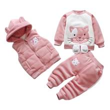 Nova 3 pçs/set Conjuntos de Roupas de algodão do bebê inverno Snowsuit Engrossar Quente Camisola do Natal gato Terno para meninas Roupas de bebê menino 2024 - compre barato