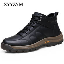 ZYYZYM Autumn Winter Men Boots Wool Fur Thick Composite Sole Shoes Cowhide Leather Sewing Outdoors Ankle Boots for Man 2024 - buy cheap