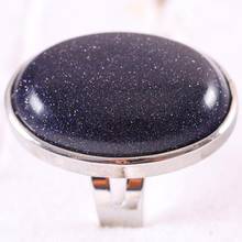 Ring Natural Stone Oval Bead Blue Sandstone Ring Adjustable Finger Ring For Women Men Jewelry Gift CAB Cabochon Hot Sale Z120 2024 - buy cheap