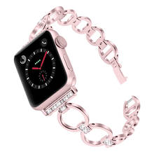 Pulseira de relógio para apple watch, 40 44 38 42mm, cristal bling, metal, diamante, série 5, 4, 3, 2, 1 2024 - compre barato