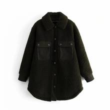 Женское зимнее пальто ZA из искусственного меха, длинное меховое пальто, Свободное пальто с лацканами, плотное теплое свободное женское плюшевое пальто оверсайз 2024 - купить недорого