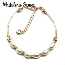 MADALENA SARARA 6-7mm Genuine Freshwater Pearl Bracelet Rice Shape Natural White Pink Pearl Bracelet Jewelry Making Fast Deal 2024 - buy cheap