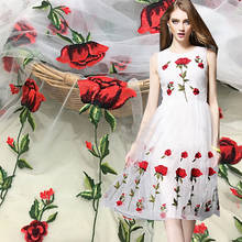 French mesh lace embroidery fabric embroidered three-dimensional flower rose dress wedding dress fabric 2024 - buy cheap