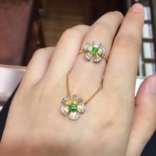 Классическое кольцо из тсаворита и ожерелье для женщин, ювелирный набор из серебра 925 пробы, круглый натуральный драгоценный камень, сертифицированный подарок на день рождения 2024 - купить недорого