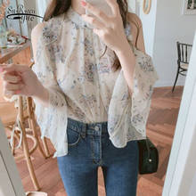 Fashion Off Shoulder Tops Women Blusas Mujer De Moda 2021 Print Summer Chiffon Blouse Elegant Loose Office Lady Tops Shirts 9931 2024 - buy cheap