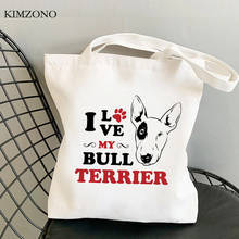 Bull Terrier-bolsa de compras de tela tejida, bolso de compras, de mano 2024 - compra barato