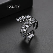 FXLRY Trendy Gun black /White Color Micro Paved Cubic Zircon Irregular Adjustable Open Ring For Women Party Fashion Jewelry 2024 - buy cheap