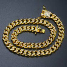 Ожерелье мужское с кубинской цепью, винтажная бижутерия в стиле хип-хоп, ювелирное изделие из камня, цепь с гиперболем, цвет под золото/розовое золото/серебро 2024 - купить недорого