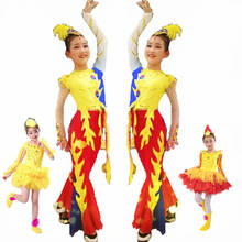Chinese phoenix dance costumes for new year children's bird dance clothes girls festival stage performance carnival dancer 2024 - buy cheap