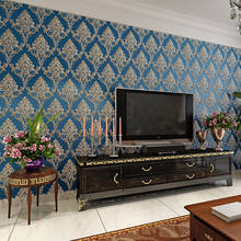 European Peint Papier Damask Wall Papers Home Decor Flower Blue Wallpaper Roll For Living Room Bedroom Walls Mural 3d Behang 2024 - buy cheap