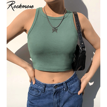 Rockmore Solid Tank Tops Sexy Crop mini Vest Women Harajuku Korean Female  Sleeveless Knitted Black White Tops Tees Summer 2024 - buy cheap