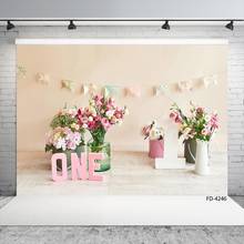 One Year Old Flower 1st Birthday Party Banner Floor Photography Backgrounds Baby Newborn Photography Backdrops For Photo Studio 2024 - buy cheap