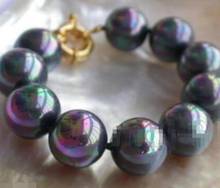 Pulsera de perlas redondas, arcoíris, negro, Mar del Sur, 12mm, novedad, envío gratis 2024 - compra barato