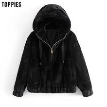 2020 Winter Faux Fur Coat Women Hooded Jacket Soft Warm Outwear cropped jacket Casual Black Parkas 2024 - buy cheap