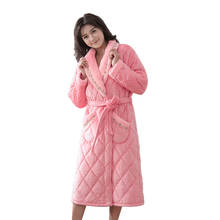 Winter Coral Velvet Thick Quilted Bathrobe Lace Flower Decoration Womens Nightgowns Flannel Warm Robe Sleepwear Womens Robes 2024 - buy cheap