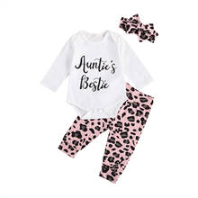 2020 New Fall Autumn 0-18M Toddler Baby Girl 3Pcs Set AUNTIE'S BESTIE Long Sleeve Letter Print Bodysuit+Leopard Pants+Headband 2024 - buy cheap