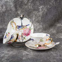 Pastoral Flower Bird Bone China Tea Cup Saucer Spoon Set 200ml British Cafe Porcelain Coffee Cup Advanced Ceramic Teacup 2024 - buy cheap
