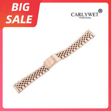 Carlywet-pulseira de aço inoxidável 316l para substituição, 20mm, ouro rosê, pulseira para relógio de pulso, omega iwc tudor seiko encomendas 2024 - compre barato