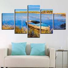 HD Prints Canvas Painting Home Decor 5 Pieces Lake Wall Art Boat Modular Landscape Pictures Bedside Background Artwork Poster 2024 - buy cheap