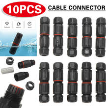 10Pcs Outdoor IP68 Waterproof Electrical Cable Wire Connector Fire-retardant nylon 3 Pole Core Joint For Outdoor Black 2024 - buy cheap