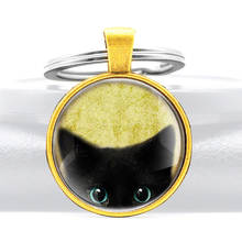 Punk Style Cat Glass Dome Key Chains Charms Men Women Gold Alloy Pendant Key Rings Jewelry Gifts 2024 - buy cheap