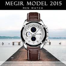 MEGIR 2015 Men Luxury Quartz Waterproof Leather Sports Wristwatch Fashion Business Chronograph Watches Clock Gentle Male 2024 - buy cheap