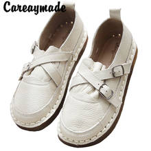 Careaymade-literatura arte lazer pequeno branco sapatos femininos artesanais-couro genuíno sola macia sapatos únicos retro sapatos femininos 2024 - compre barato