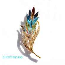 Broche de strass trigo elegante, joia da moda, broche colorido, pino de cristal, para mulheres, ornamentos para vestido de casamento 2024 - compre barato