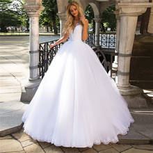 White Princess Wedding Dresses for Women Bride 2021 Beaded Lace Illusion Back Luxury Ball Gown Bridal Gowns Vestido De Noiva 2024 - buy cheap