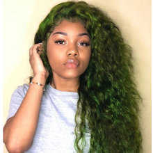 Dark Green Deep Curly Wave Brazilian Human Hair Lace Front Wig Long Deep Curly Wigs for Women 180 Density 2024 - compra barato