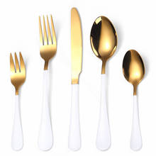 Home Tableware Golden Cutlery Set Stainless Steel Cutlery Fork Spoon Knife Set Dinnerware Sets 5 Pieces Gold Spoons Eco Friendly 2024 - buy cheap