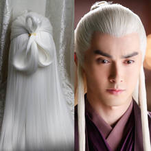 white vintage long hair for men ancient chinese hair ancient man cosplay halloween warrior hair chinese ancient dynasty hair 2024 - buy cheap