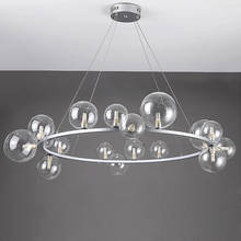 Lámpara LED de araña para comedor, luminaria de suspensión con burbujas de cristal de estilo Art Deco, redonda, color negro y plateado 2024 - compra barato
