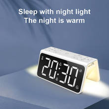 Sensor inteligente led display digital despertador quarto de cabeceira cor simples acordar luz da noite despertador usb carregamento 2024 - compre barato