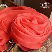 Orange Red Soft Silk Scarf Women  Solid Color Hangzhou 100% Silk Scarf Shawl Long Scarf Spring Autumn Winter Summer 2024 - buy cheap