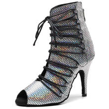 Женские танцевальные туфли для бальных танцев сальса, откровенные женские уличные сапоги для латиноамериканских танцев на каблуке 2024 - купить недорого