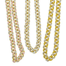 enamel Gold color Cuban Link Chain Half Enamel Half CZ Cubic Zirconia Cuban Choker Necklace adjusted slider chains For Women 2024 - buy cheap