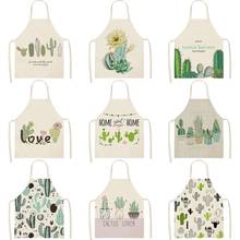 Cactus Plants Green Leaves Pattern Kitchen Aprons Home Cooking Baking Shop Cotton Linen Cleaning Apron WQ163 2024 - buy cheap