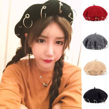 Beret Cap Women Painter Cap Vintage Cashmere Buckle Hat Winter Warm Wool Berets Hat Outdoor Cotton Beanie Sailor Cap With Hoop 2024 - buy cheap