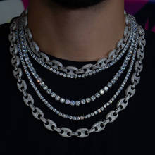 Wholesale 12MM Beaded Link Chain Hip Hop Men Necklace Micro Pave 5A CZ Gold Silver Color Rock Hiphop Iced Out Jewelry 2024 - buy cheap