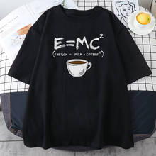 Футболка женская с принтом energy = milk + coffee, модная повседневная простая дышащая футболка свободного покроя, в стиле Харадзюку, на лето 2024 - купить недорого