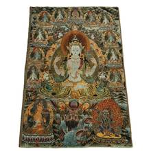 Картина из парчи Thangka, вышивка из шелка, Будда, золотой Шелковый плетеный белый тара 2024 - купить недорого