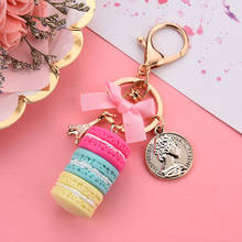 Resin Macaron Tower Keychains Lovely Macaroon Key Chains Bag Charm Pink Bow Gold Tower Metal Keyring Car Key Holder Girl Gift 2024 - buy cheap