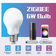 Zigbee zll inteligente wifi 6w rgb + cct lâmpada led e26 e27 ac110v 220v, compatível com amazon echo plus, controle por aplicativo alexa 2024 - compre barato