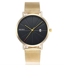 Relojes de marca de lujo para mujer, reloj de pulsera de cuarzo de acero inoxidable dorado ultradelgado, elegante, femenino 2024 - compra barato