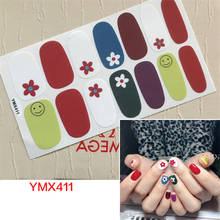 Láminas adhesivas YMX411 para decoración de uñas, láminas de esmalte de diseño de flores coreanas, pegatinas 3D, 14 unidades 2024 - compra barato