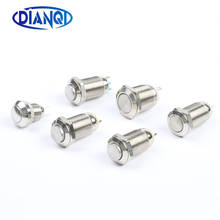 8mm 10mm 12mm High flat spherical ball head round metal Chrome push button switches With LED pin NO NC teminal 2024 - buy cheap