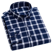 Aoliwen Brand Men's Shirts 100% Cotton Long Sleeves Casual Shirts Male New Fashion Designer Comfortable Formal Big Plaid Shirt 2024 - buy cheap
