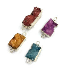 Natural Stone Quartz Connector Rectangle Agates Pendants Charms for Making DIY Necklace Jewelry Accessories 2024 - buy cheap